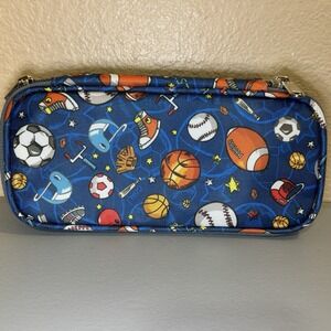 Sports Theme Pencil Case Zip Roomy by FlowFly Football Baseball Basketball Kids